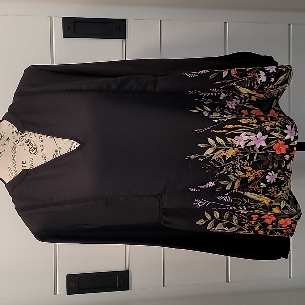 Floral & Black Blouse
